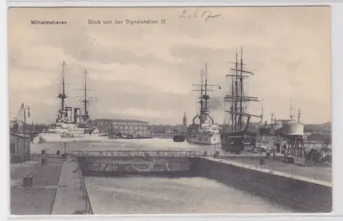 60938 Feldpost Ak Wilhelmshaven Blick von der Signalstation II 1917
