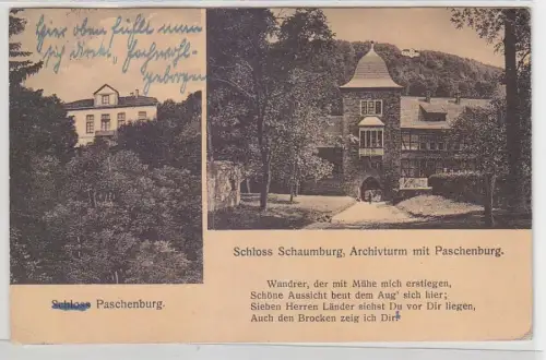 65080 Mehrbild Ak Schloß Schaumburg Archivturm mit Paschenburg 1919