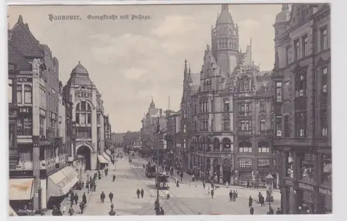 92460 Ak Hannover Georgstrasse mit Passage 1908