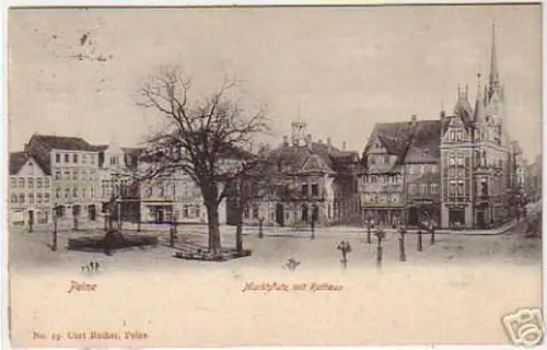 07711 Ak Peine Marktplatz mit Rathaus 1907