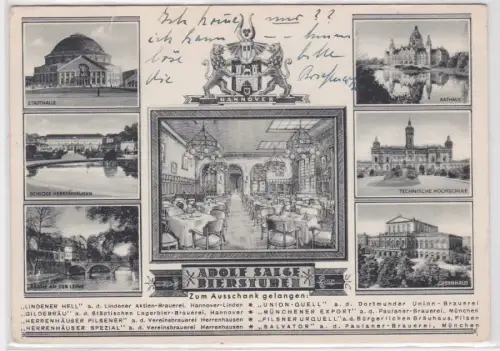 68278 AK Hannover - Adolf Salge Bierstube, Stadthalle, Rathaus, Hochschule 1935