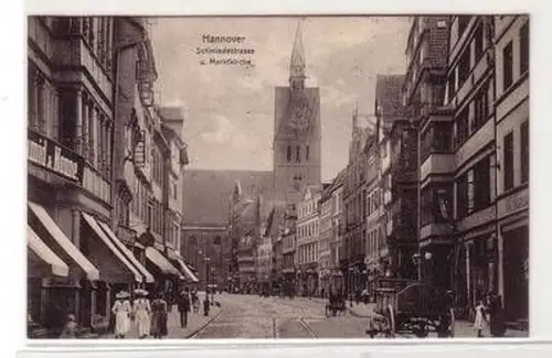 56306 Ak Hannover Schmiedestrasse und Marktkirche 1909