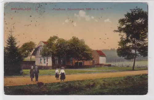 90763 Ak Braunlage im Harz Forsthaus Brunnenbach 690 m.ü.M. 1913