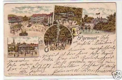 21796 Ak Lithographie Gruss aus Pyrmont 1898