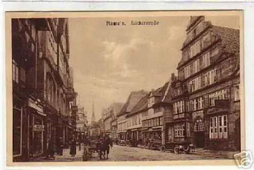 10049 Ak Hameln Bäckerstraße mit Geschäften 1932