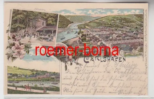 73869 Ak Lithographie Gruss aus Carlshafen 1899