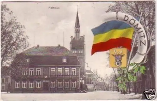 23524 Wappen Ak Dömitz in Meckl. Rathaus 1912