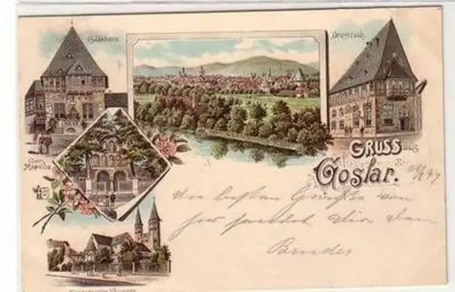 57285 Ak Lithographie Gruß aus Goslar 1897