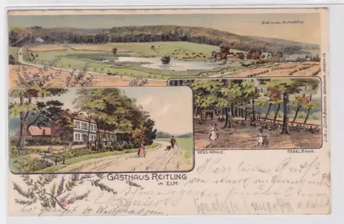 92019 AK Elm - Gasthaus Reitling, Voss-Höhle, Kegelbahn 1903