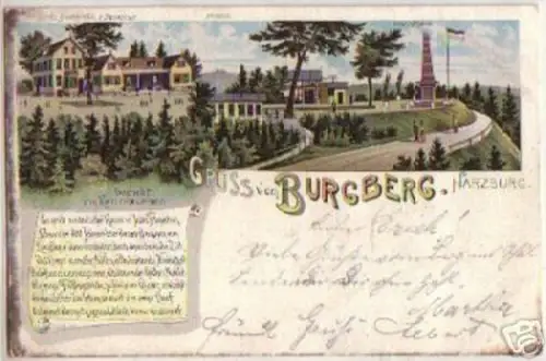 13218 Ak Lithographie Gruss vom Burgberg Harzburg 1900