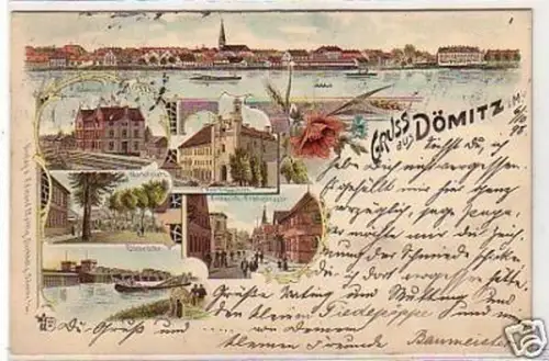 29247 Ak Lithographie Gruß aus Dömitz in Mecklenb. 1898
