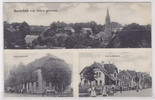 27708 Mehrbild Ak Harsefeld Bahnhofshotel, Bahnhofstraße 1909