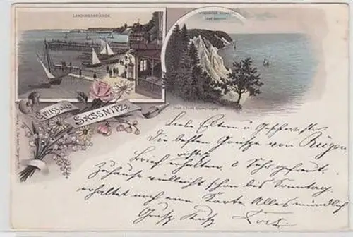 58348 Ak Lithographie Gruss aus Sassnitz 1895