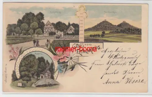 78501 Ak Lithografie Göttingen Gleichen Gruss vom Eichenkrug 1902