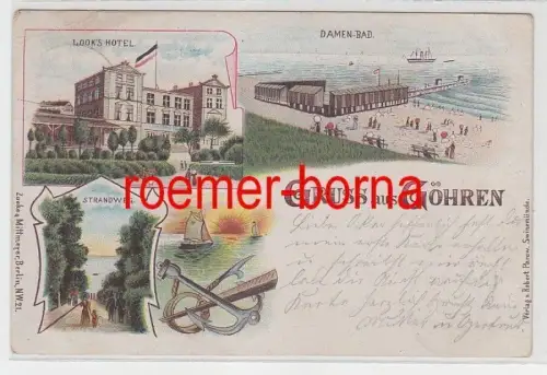 54059 Ak Lithografie Gruss aus Göhren Look´s Hotel, Damen-Bad, Strandweg 1899