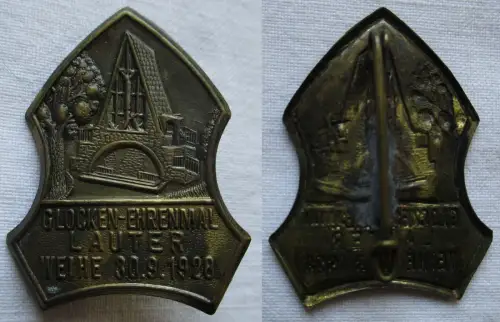 altes Blech Abzeichen Glocken-Ehrenmal Lauter Weihe 30. September 1928 (169560)