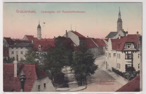 80769 Ak Grossenhain Lindenplatz mit Naundorferstrasse 1910