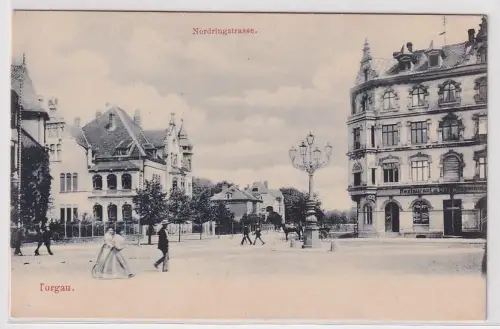 63161 Ak Torgau Nordringstrasse mit Restazrant um 1900