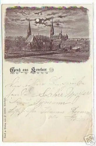 08702 Mondscheinkarte Gruß aus Kevelaer 1898