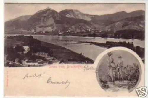 10775 Ak Gruß vom Drachenfels Totalansicht 1902