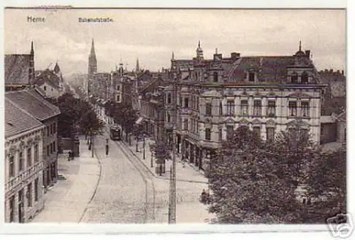 09946 Ak herne Bahnhofstraße mit Straßenbahn 1908