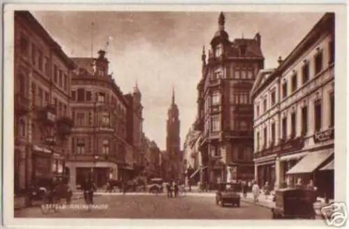 11391 Ak Krefeld Rheinstrasse mit Verkehr 1931