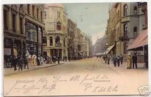 16569 Ak Düsseldorf Schadowstrasse mit Geschäften 1902