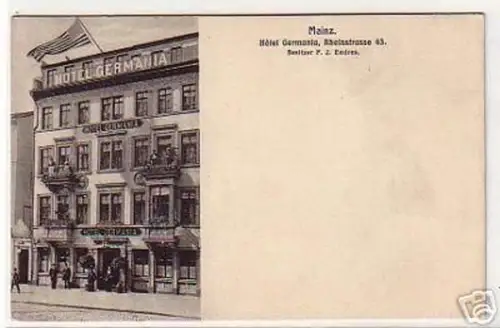 17974 Ak Mainz Hotel Germania Rheinstrasse um 1910