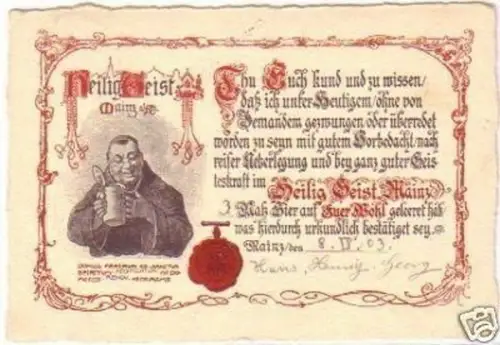 25020 Ak Mainz Am Rhein "Heilig Geist" Lokal 1903