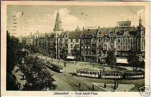 27134 Ak Düsseldorf Graf Adolf Platz 1925