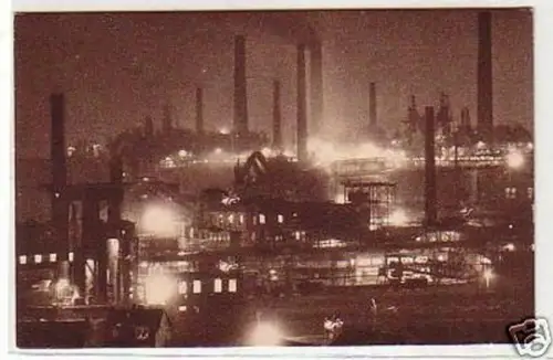 28199 Ak Völklingen Eisen Werke bei Nacht um 1930