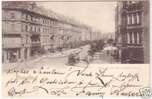 29364 Ak Düsseldorf Blick in die Graf Adolf Straße 1901