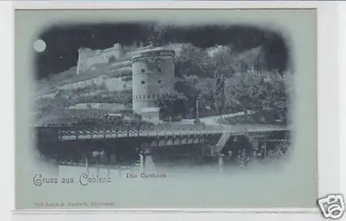 31456 Mondscheinkarte Gruß aus Coblenz Carthaus um 1900