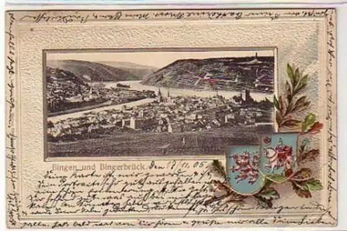 35913 Präge Ak Lithographie Bingen und Bingerbrück 1905