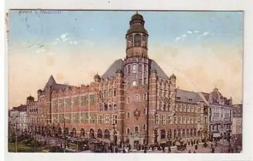 33886 Ak Essen Hauptpost mit Straßenbahnen 1917