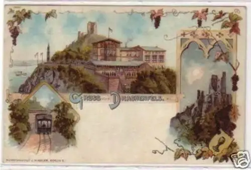 34419 Ak Lithographie Gruss vom Drachenfels um 1900