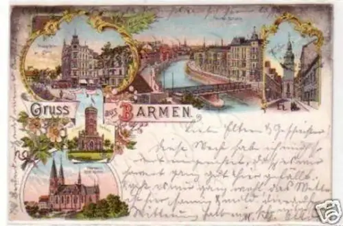 34417 Ak Lithographie Gruss vom Barmen 1897