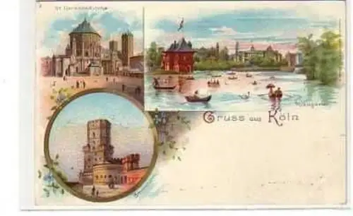 38724 Ak Lithographie Gruss aus Köln um 1900