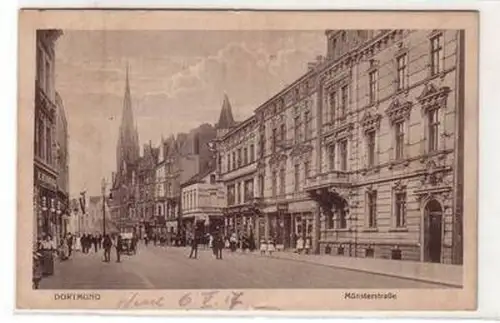 42874 Ak Dortmund Münsterstraße Uhrmacher, Apotheke usw. 1917
