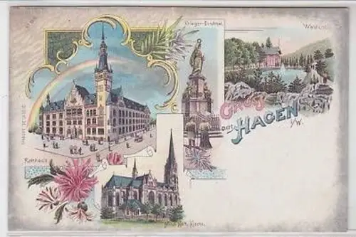 44286 Ak Lithographie Gruss aus Hagen i.W. um 1900