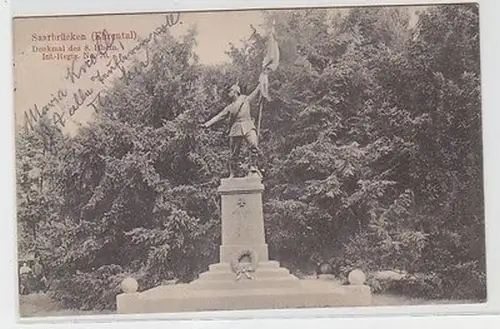 63163 Ak Saarbrücken (Ehrental) Denkmal des 8. Rhein. Inf.-Regts. No. 70 um 1920