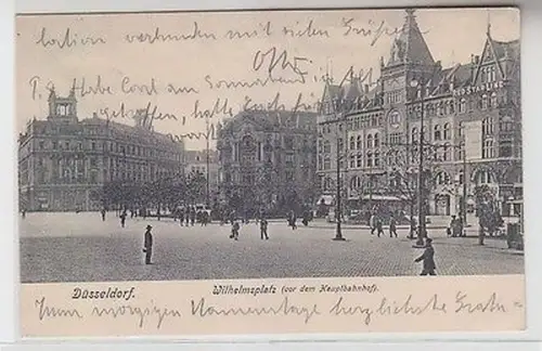 63582 Ak Düsseldorf Wilhelmsplatz vor dem Hauptbahnhof 1904