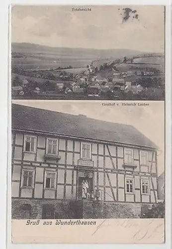 64298 Ak Gruß aus Wunderthausen Totalansicht, Gasthof von Heinrich Lauber 1909