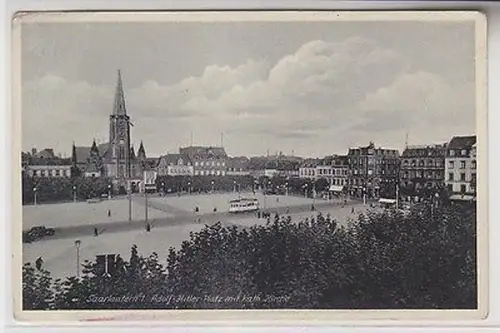 66451 Ak Saarlautern Marktplatz mit Katholischer Kirche 1939