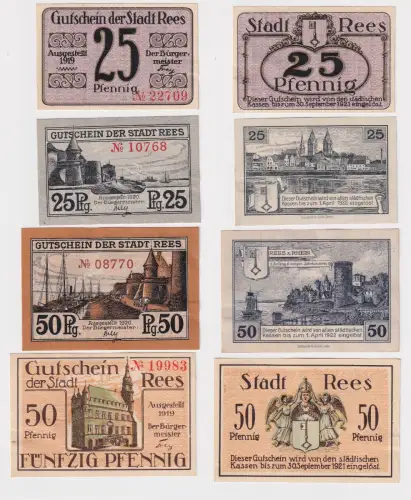 2 x 25 & 50 Pfennig Banknoten der Stadt Rees 1919/1920 (168970)