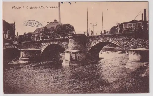 21488 Feldpost Ak Plauen i.V. - König-Albert-Brücke 1916