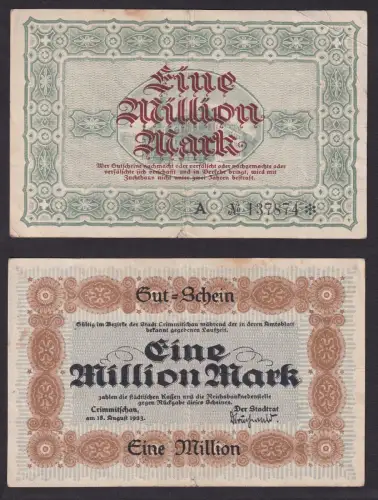 Banknote 1 Million M. Inflation Stadt Crimmitschau 1923 (111569)
