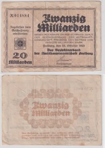 Banknote Inflation 20 Milliarden Mark Amtshauptmannschaft Freiberg 1923 (130339)