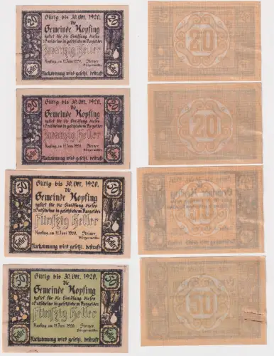 2 x 20 & 50 Heller Banknote Kopfing 15.06.1920 (168915)