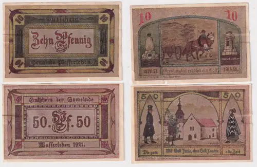 2 Banknoten Notgeld Gemeinde Wasserleben 1921 (168911)